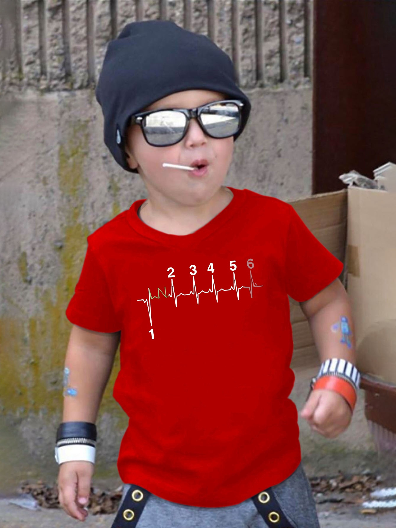 Motorcycle Gear Outfit - Camiseta Infantil con Gráfico de Latidos