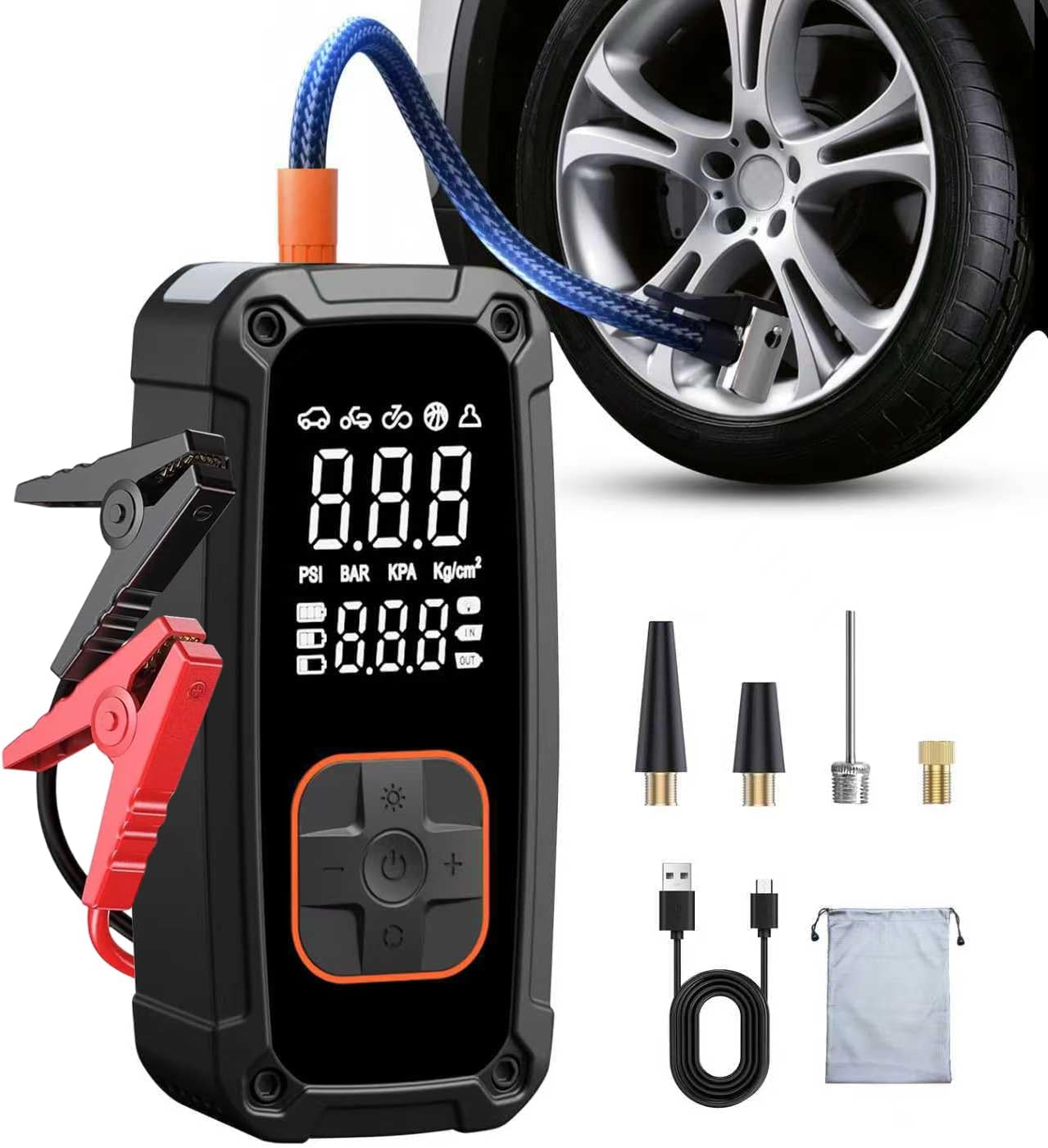 Tyre Pressure Gauge - Compresor de Aire Portátil para Inflar